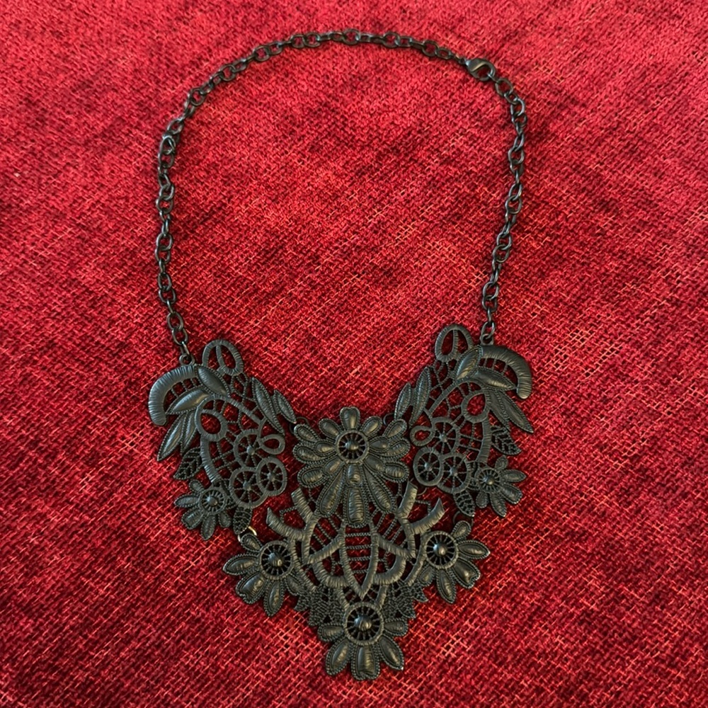 Cato Matte Black Bib Necklace